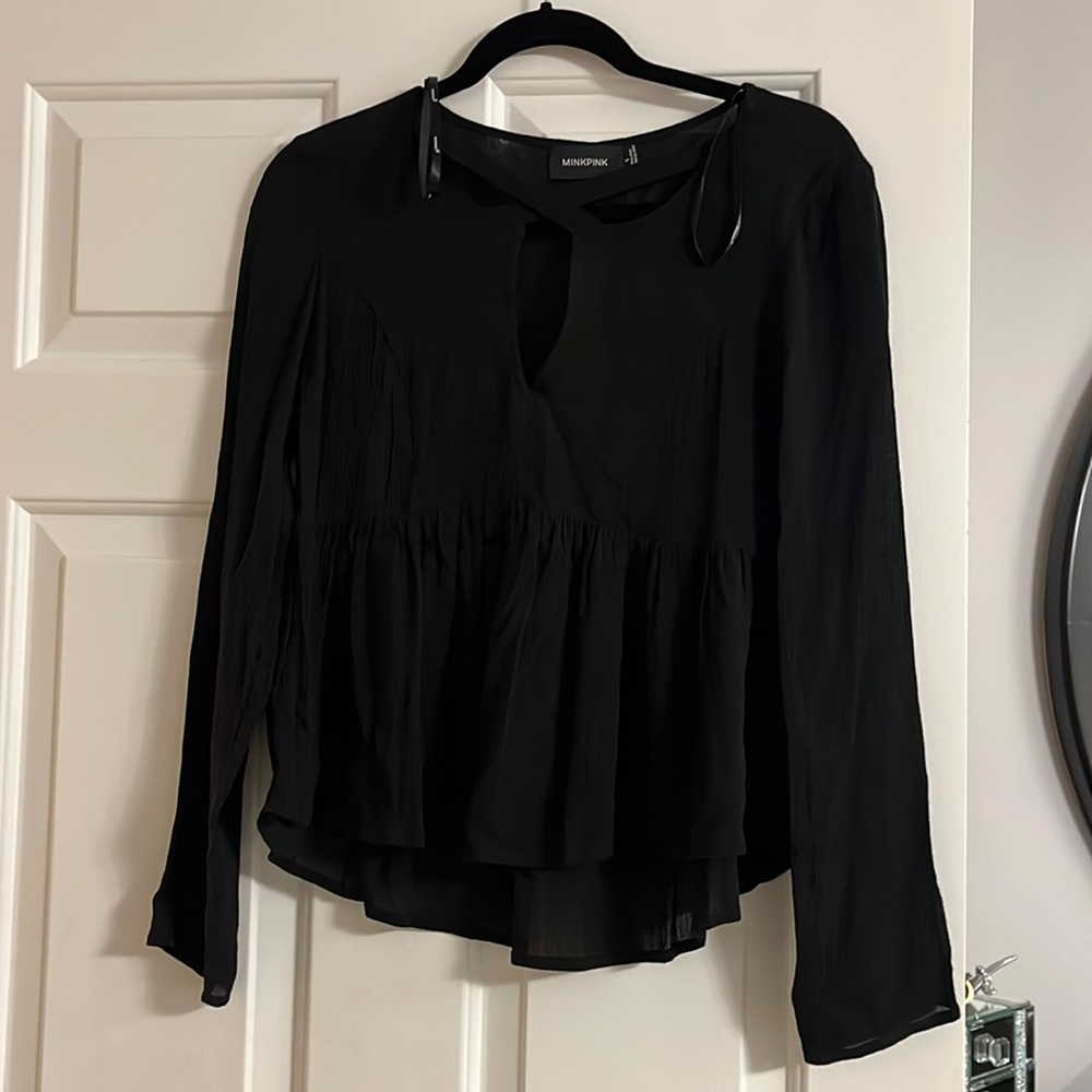 Minipink size small lose fitting black top